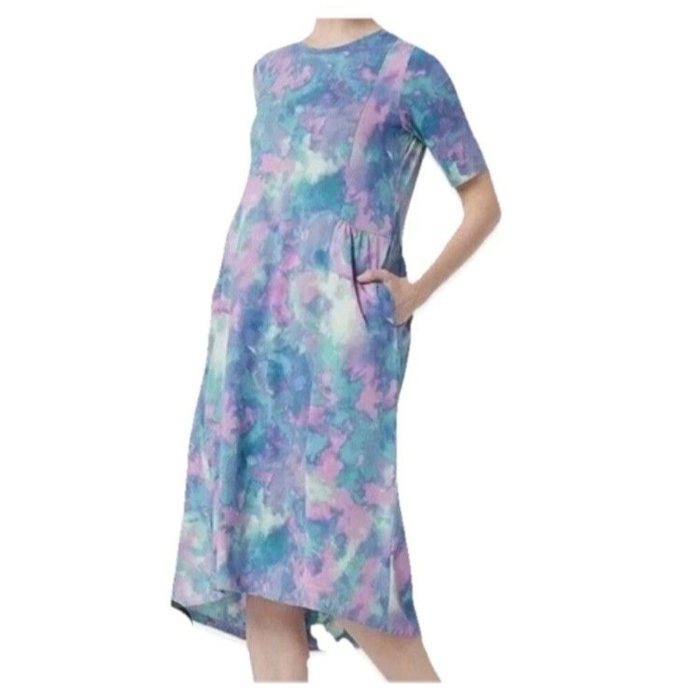logo by lori goldstein Pink Purple Aqua Pocket Maxi Dress Size XL Womens